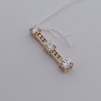  14kt Yellow Gold Diamond Pendant Past Present Future 3 Stone 0.89ctw