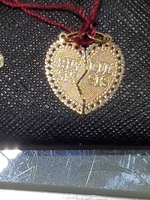 10K Yellow Gold Sister Heart Pendants "Lil Sis" & "Big Sis" Double Charm 0.50gm