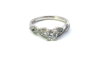 14K White Gold Ladies Diamond Engagement Ring Size 6.75 ~ 0.57ct. tw.~ Womens