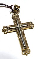  14K Two-Tone Gold Cross Pendant 2.3gr ~ 1.5in JESUS