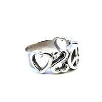  Sterling Silver Peace & Love Ring - .925 - 6.2gm - Size 7