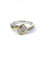 Beautiful Ladies 14K Two-Tone Diamond Ring Size 6.5