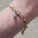 14K Yellow Gold Heart Style Link Bracelet with Gold Charms 7 Inches 