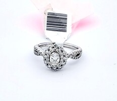 14K White Gold Diamond Double Halo Engagement Ring .918TCW 4.6 Grams Size 6.75