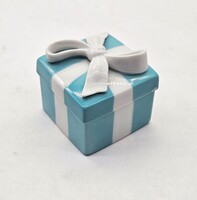 Tiffany & Co Blue & White Bow Porcelain Giftbox Present Jewelry Box 