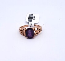 10K Yellow Gold Filigree Oval Amethyst Ring 9x6.5mm 2.3 Grams Size 6.75