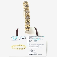  10KT Yellow Gold Diamond Cluster Bracelet 7in. CERTIFIED 6.78cttw