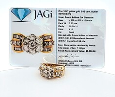  10K Yellow Gold Diamond Halo Cluster Ring 2.82TCW 7.1 Grams Size 7 w COA