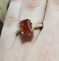 10K Yellow Gold 2.09CT Sunstone Diamond Fashion Ring 2.62TCW 4.5G Size 7