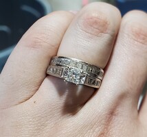 14K White Gold Princess Diamond Wedding Ring Set 2.21TCW 7.8 Grams Size 6.75