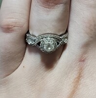 14K White Gold Diamond Halo Wedding Ring Set 4.8 Grams 1.00TCW Size 7 