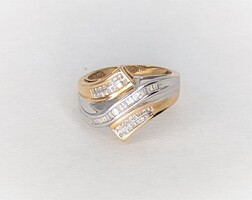  10K 2 Tone White Yellow Gold Diamond Fashion Cluster Ring .53TCW 5 Grams Size 9