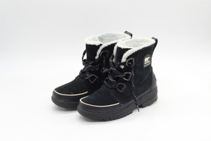 SOREL Tivoli IV NL3425-010 Black Suede Upper Lace Up Snow Boots Women's Size 8
