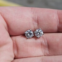 Pair Platinum 1.21TCW Brilliant Cut Diamond Stud Earrings 4-Prong Setting 2.4g