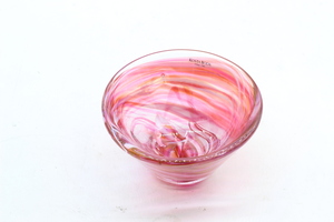 Kosta Boda Red and Pink Swirled Glass Bowl