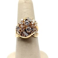  14K Yellow Gold Diamond Dome Style Cluster Ring 1.88TCW 9.8 Grams Size 7
