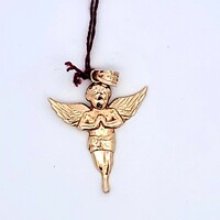 14K Yellow Gold Angel Winged Child Pendant Charm 1.9 Grams 1 x 1 Inch