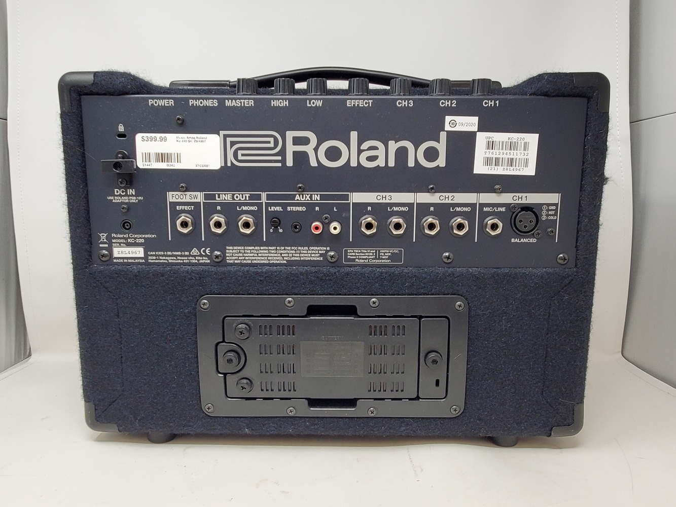 Roland KC-220 Battery Powered Stereo Keyboard Amplifier W/ Power Cord ...