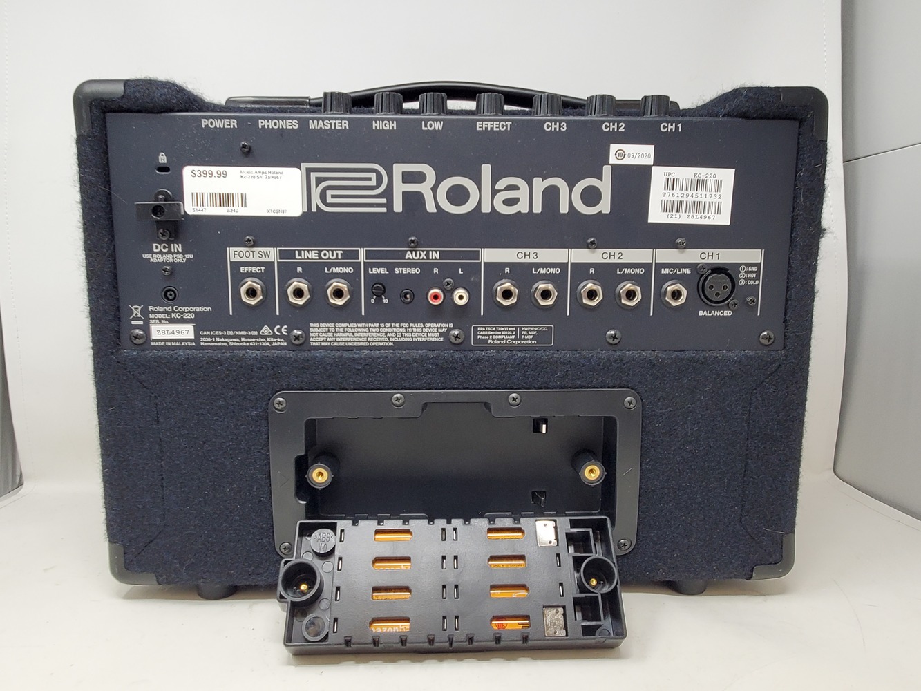 Roland KC-220 Battery Powered Stereo Keyboard Amplifier W/ Power Cord ...