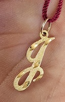 14K Yellow Gold Cursive " J " Pendant Initial Charm