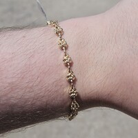 14K Yellow Gold Nugget Teardrop Pear Style Link Bracelet 7 Inches 8.3 Grams 