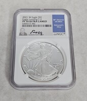 2021 W Eagle S$1 Eagle Landing T-2 NGC PF70 Ultra Cameo Dollar NGC Signed Graded
