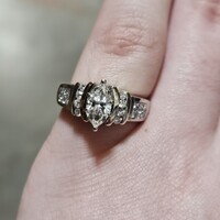  14K White Gold Marquise Diamond Engagement Ring 1.27TCW 6.5G Size 5.75
