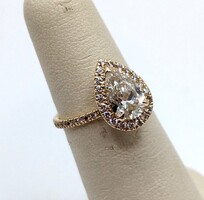  14K Yellow Gold Facture Filled Pear Diamond Engagement Ring 1.51CT Size 5.5