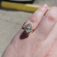  14K Yellow Gold Facture Filled Pear Diamond Engagement Ring 1.51CT Size 5.5