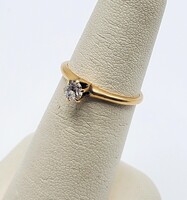 14K Yellow Gold Solitaire Diamond Ring 1.46G 0.20CT Size 5.75