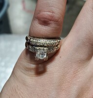 14K Vintage White Gold Diamond Wedding Ring Set .65TCW 4.9 Grams Size 6.25