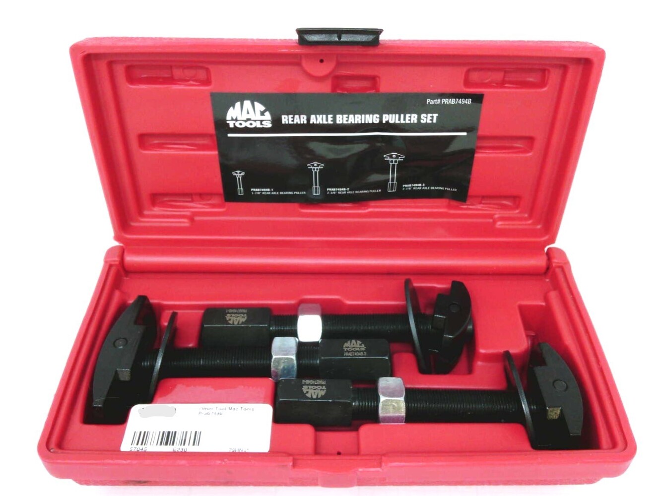 Mac Tools PRAB7494B 3-Pc Rear Axle Bearing Puller Remover Kit