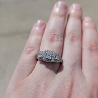 14K White Gold 3 Stone Style Halo Diamond Engagement Ring 1.00TCW Size 7.25