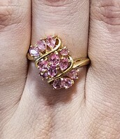  10K Yellow Gold Pink Ice Cluster Fashion Ring 1.20TCW 3.8 Grams Size 8.75
