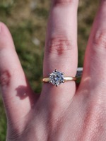 14K Yellow Gold 1.16Ct 6 Prong Diamond Solitaire Engagement Ring Size 6.5 