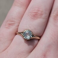 14K Yellow Gold Vintage Aquamarine 6 Prong Ring 3.3 Grams Size 6