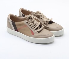 Burberry House Check Cotton & Leather Sneakers Shoes Size 9 / 39 