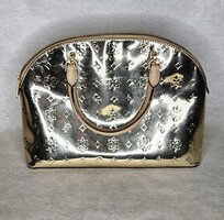 Michael Kors Monogram Empriente Gold Silver Metallic Mirror Purse Tote Handbag