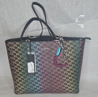 Karl Lagerfeld Black Rainbow Tote Bag with Keychain Dustbag 