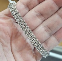 10K White Gold 2 Row 4.90TCW Diamond Line Tennis Bracelet 7.5 Inches 7mm