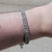 10K White Gold 2 Row 4.90TCW Diamond Line Tennis Bracelet 7.5 Inches 7mm