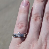  14K White Gold .40Ct Pear Solitaire Diamond Loose Wedding Ring Set Size 6