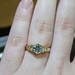 Vintage 14K Art Deco Blue Topaz Diamond Step Band Ring 3.2 Grams Size 6.5