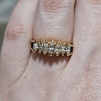 14K Yellow Gold Marquise Diamond Wedding Band Ring .75TCW 3.8 Grams Size 6.5