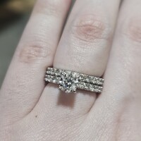 14K White Gold Diamond Wedding Ring Band Set 1.75TCW 6.8 Grams Size 6 