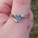 14K White Gold Diamond Trillion Cut 6x6mm Aquamarine Ring Size 10 