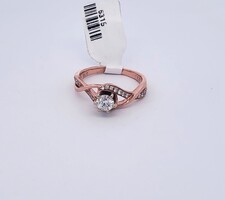 14K Rose Gold Diamond Bypass Engagement Ring .21Ct 4.42 Grams Size 8