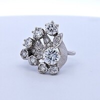 14K White Gold Diamond Fan Flower Statement Ring 2.74TCW 5.6 Grams Size 8.5