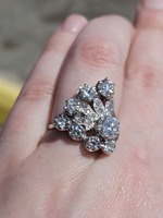 14K White Gold Diamond Fan Flower Statement Ring 2.74TCW 5.6 Grams Size 8.5