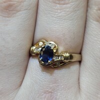 18k Yellow Gold Diamond Natural Sapphire Bypass Ring 4.2 Grams .78TCW Size 7.75